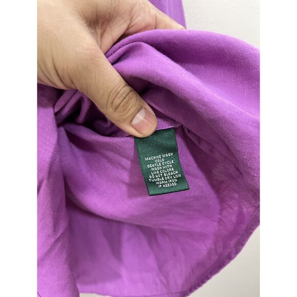 100% Linen Coastal Boho Minimalist Lagom Button Up Top 2X Prairie Safari Beach - Picture 7 of 13